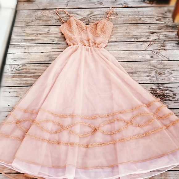 Vintage Other - Vintage Ethereal Blush Pink Slip Dress